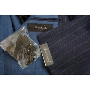 Sartorio Napoli x Kiton Cashmere Blend Blue Striped Sport Coat Jacket Sz 42 NEW